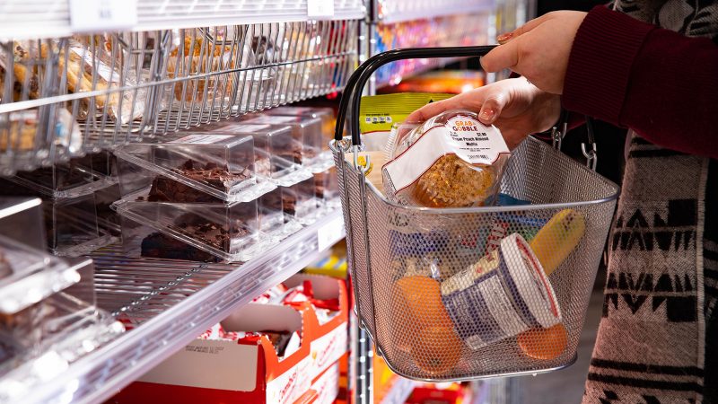 picture of a student food shopping